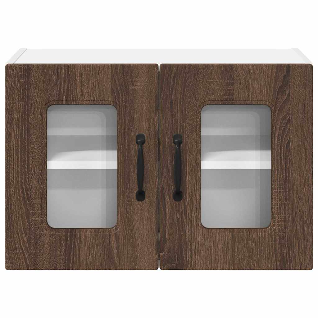 Dulap suspendat de bucatarie cu raft cu usa 2 pcs Stejar inchis — imaginea 8