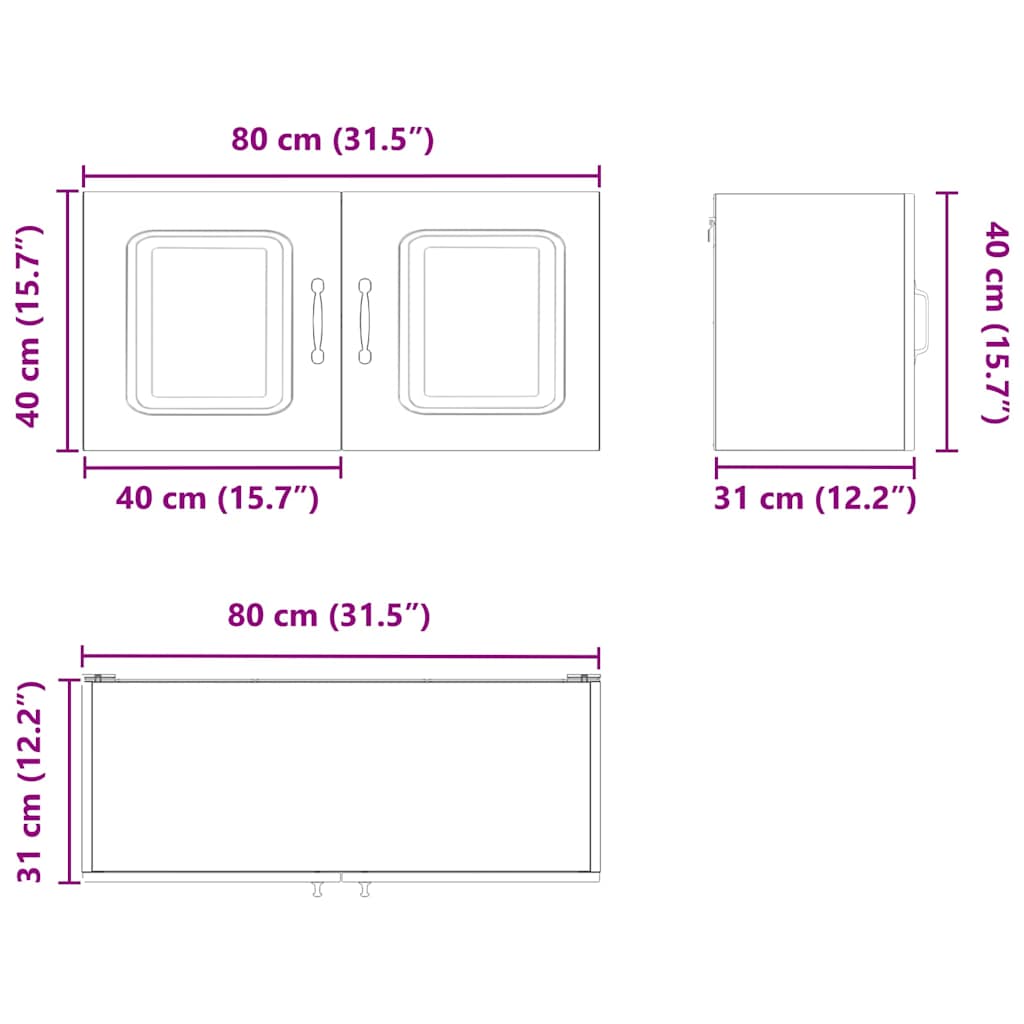 Dulap suspendat de bucatarie Gri din beton 80 x 31 x 40 cm — imaginea 12