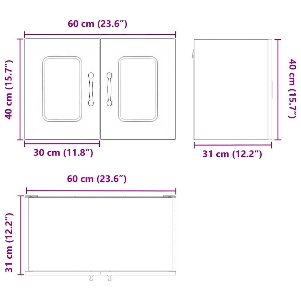 Dulap suspendat de bucatarie cu raft cu usa 2 pcs Stejar inchis — imaginea 13