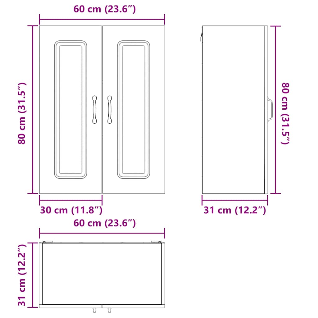 Dulap suspendat de bucatarie Stejar fumuriu 60 x 31 x 80 cm — imaginea 12