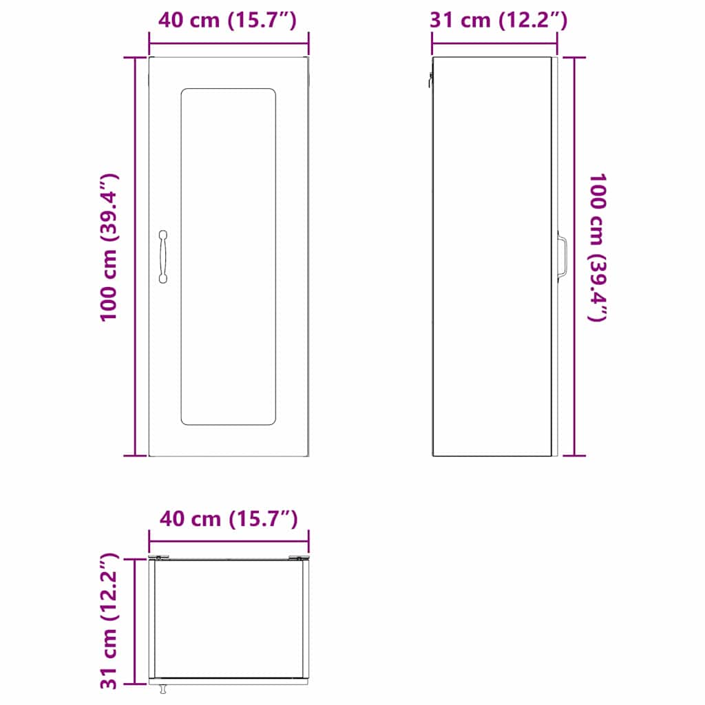 Dulap suspendat de bucatarie cu usa Lemn Vechi 40 x 31 x 100 cm — imaginea 13