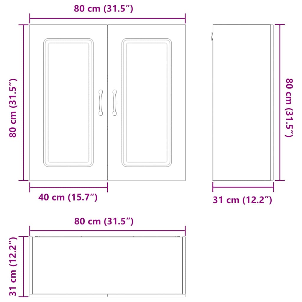 Dulap suspendat de bucatarie cu raft Gri Sonoma 80 x 31 x 80 cm — imaginea 12