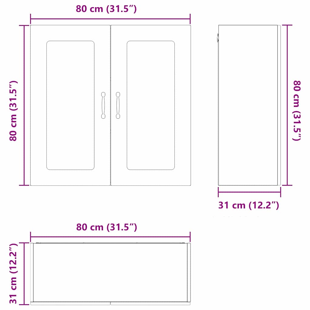 Dulap suspendat de bucatarie Stejar inchis 80 x 31 x 80 cm — imaginea 12