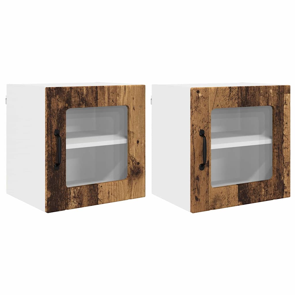 Dulap suspendat de bucatarie 2 pcs Lemn Vechi 40 x 31 x 40 cm