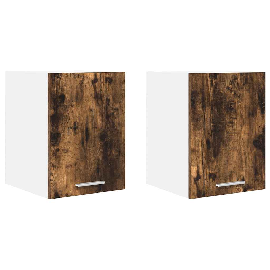 Dulap suspendat Riga 2 pcs Stejar afumat si alb 30 x 31 x 40 cm