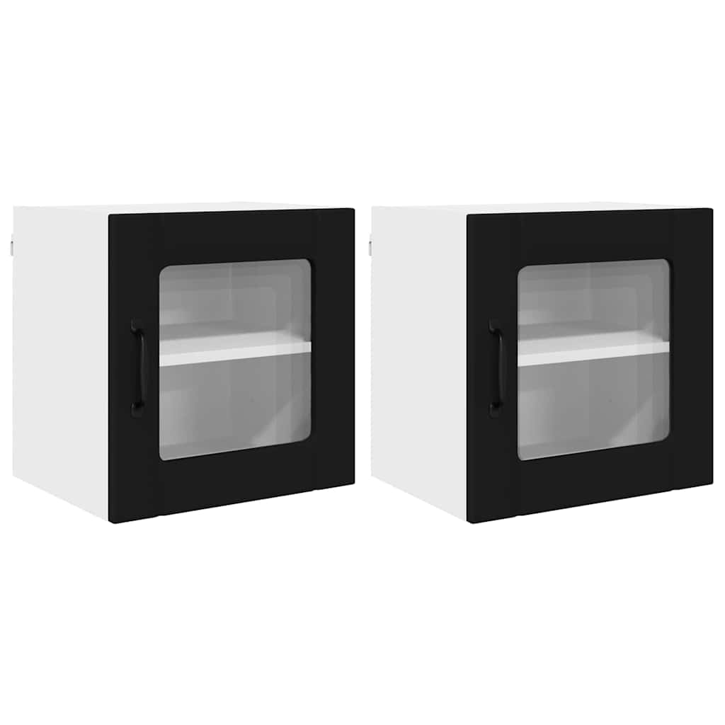 Dulap suspendat de bucatarie 2 pcs Negru 40 x 31 x 40 cm