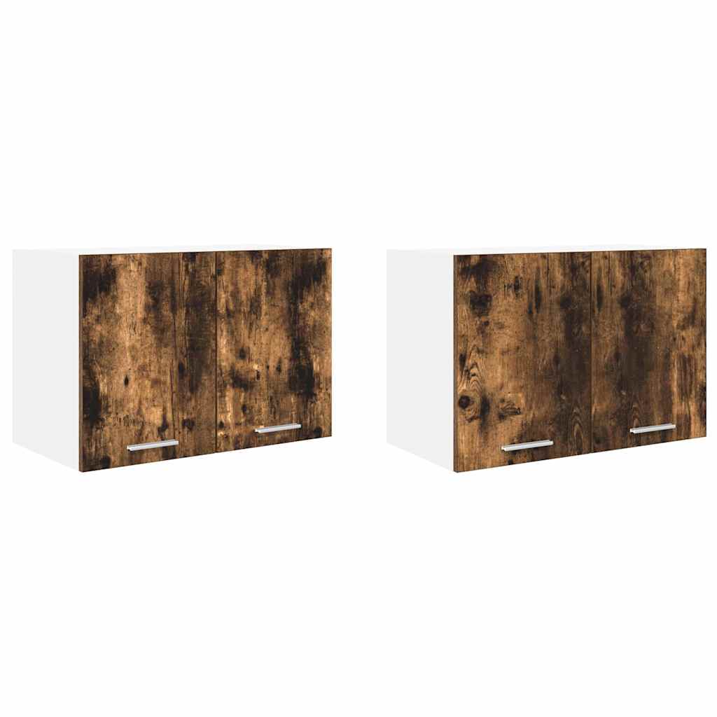 Dulap suspendat Riga 2 pcs Stejar afumat si alb 60 x 31 x 40 cm