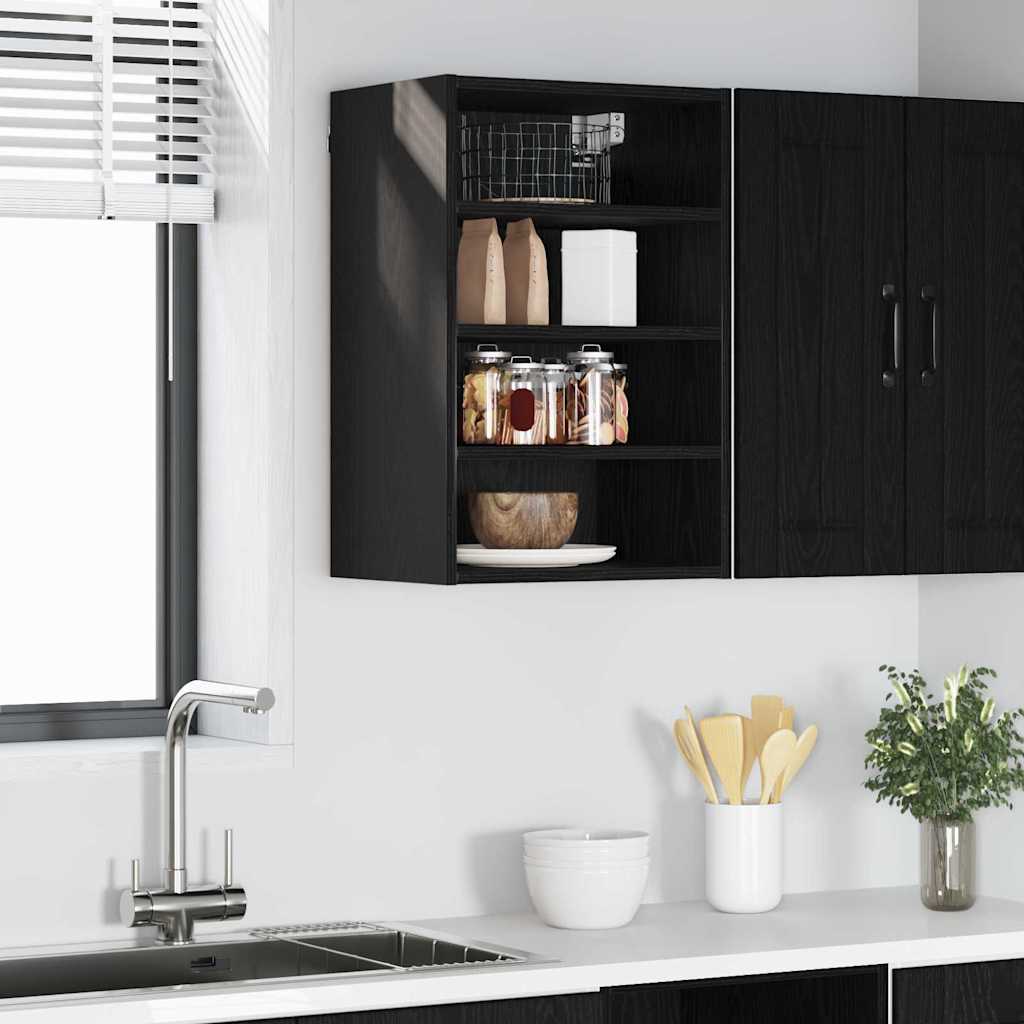 Dulap suspendat cu raft Riga Stejar negru 40 x 29,5 x 60 cm — imaginea 2