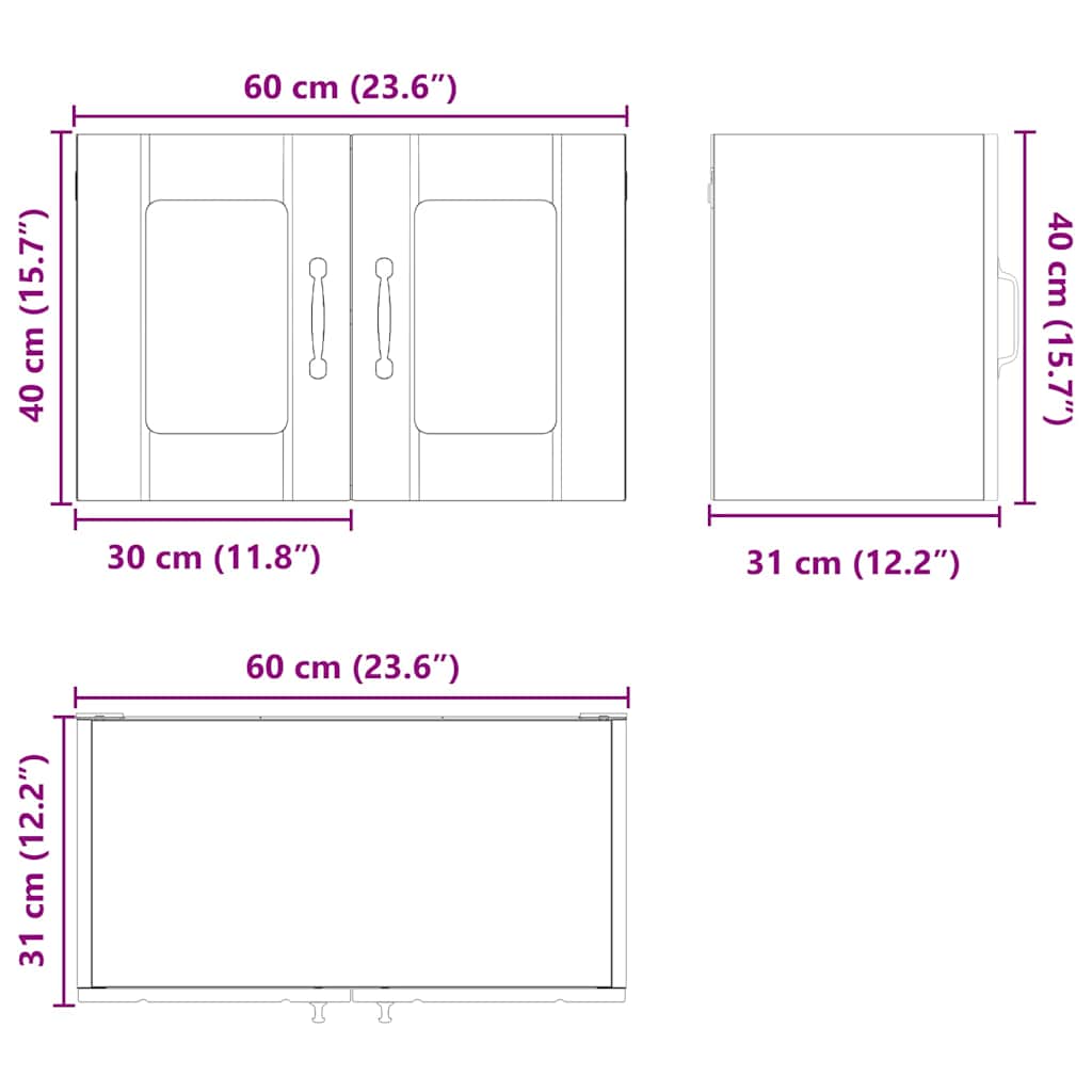 Dulap suspendat de bucatarie Alb 60 x 31 x 40 cm Lemn compozit — imaginea 12