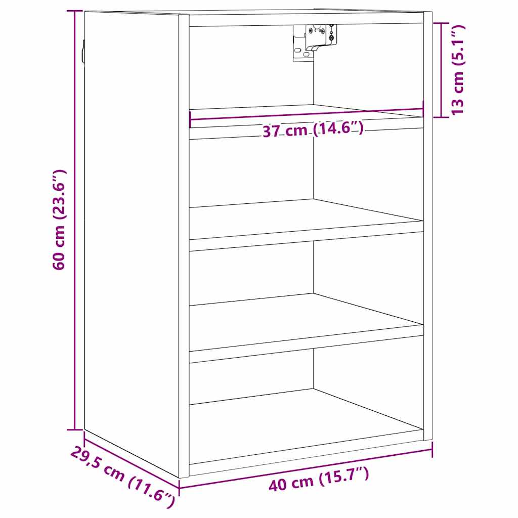 Dulap suspendat cu raft Riga Stejar negru 40 x 29,5 x 60 cm — imaginea 11