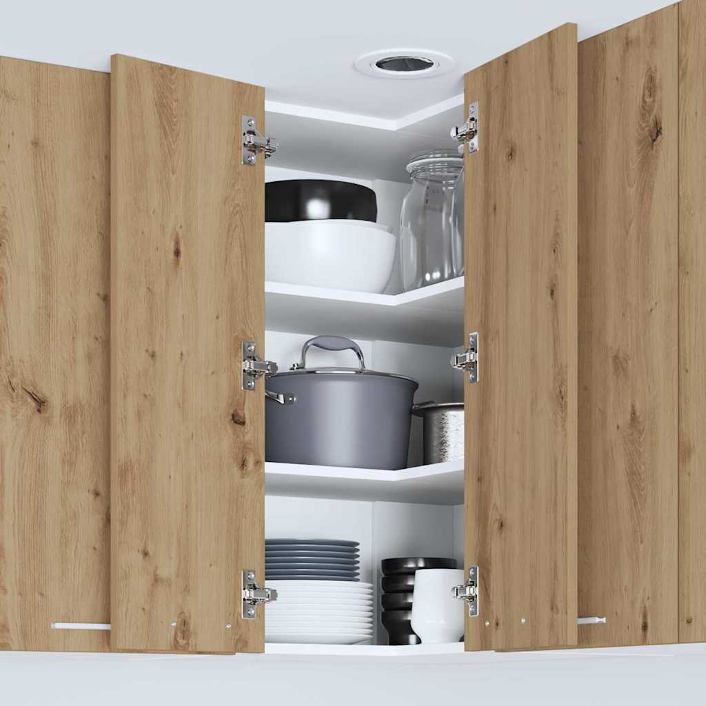 Dulap suspendat Riga Stejar Artisan si Alb 57 x 57 x 80 cm — imaginea 5