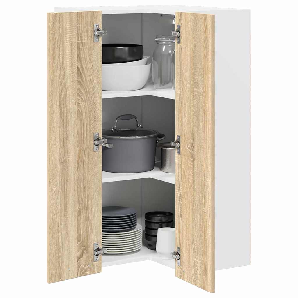 Dulap suspendat Riga Stejar Sonoma si Alb 57 x 57 x 100 cm — imaginea 4