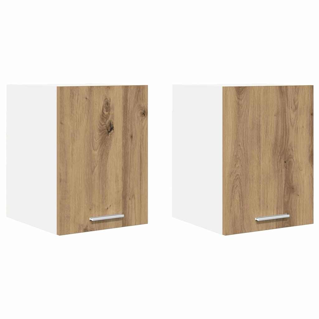 Dulap suspendat cu raft cu usa Riga 2 pcs Stejar Artisan si Alb