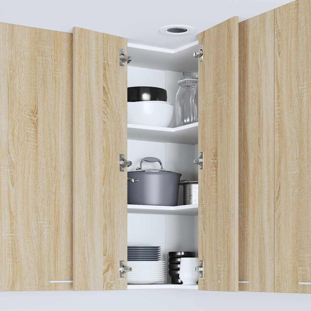 Dulap suspendat Riga Stejar Sonoma si Alb 57 x 57 x 100 cm — imaginea 5