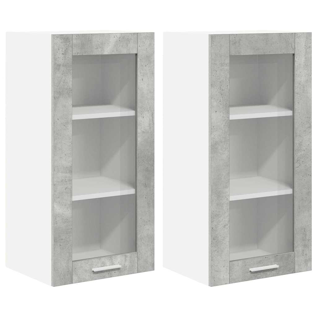 Dulap suspendat cu usa Riga 2 pcs Gri din beton 40 x 31 x 80 cm