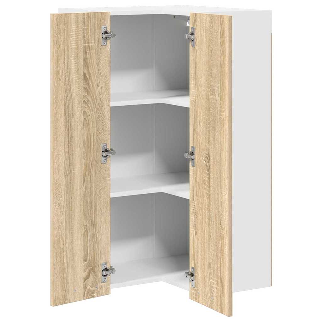 Dulap suspendat Riga Stejar Sonoma si Alb 57 x 57 x 100 cm — imaginea 6