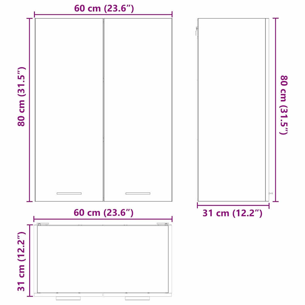 Dulap suspendat cu raft Riga Alb 60 x 31 x 80 cm Lemn compozit — imaginea 12