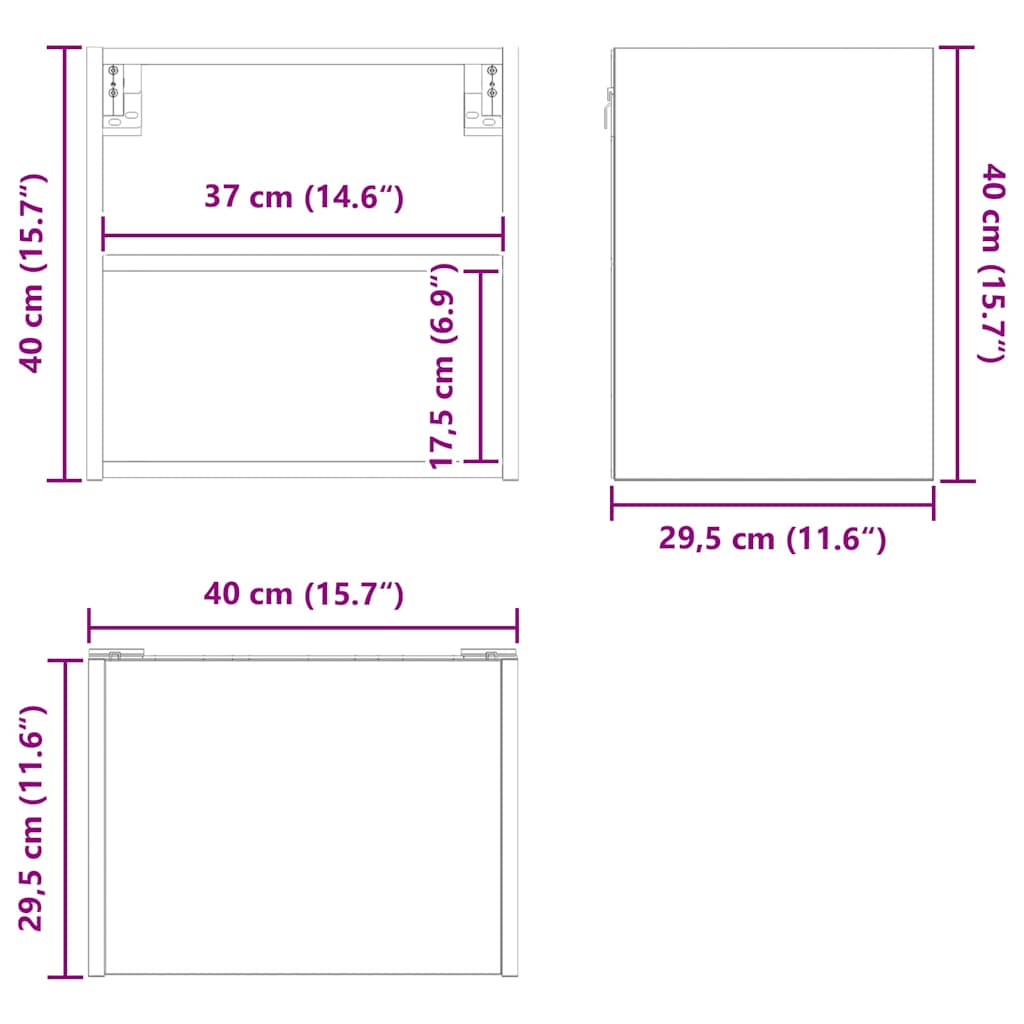 Dulap suspendat cu raft Riga Stejar fumuriu 40 x 29,5 x 40 cm — imaginea 12