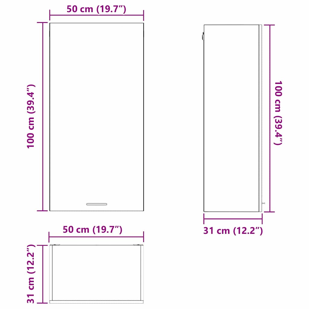 Dulap suspendat Riga Stejar Artisan si Alb 50 x 31 x 100 cm — imaginea 13