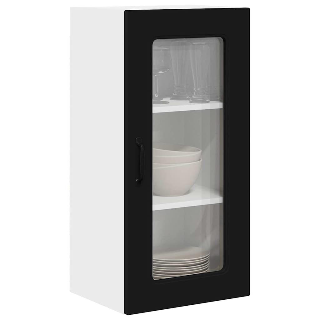 Dulap suspendat de bucatarie cu usa 2 pcs Negru 40 x 31 x 80 cm — imaginea 4