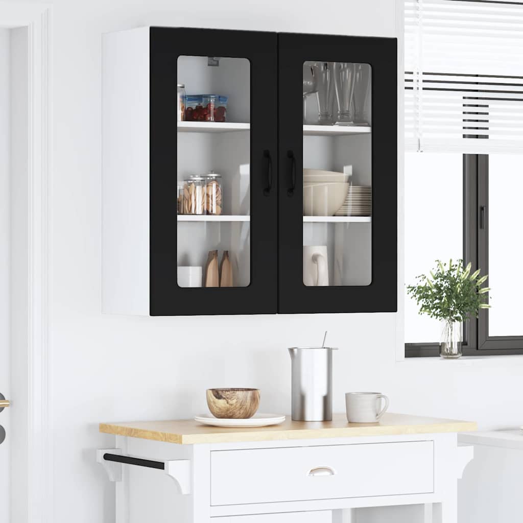 Dulap suspendat de bucatarie cu usa 2 pcs Negru 40 x 31 x 80 cm — imaginea 5
