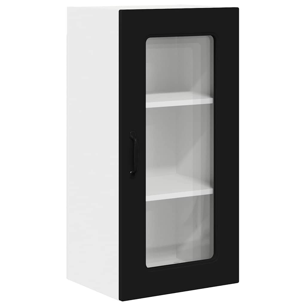 Dulap suspendat de bucatarie cu usa 2 pcs Negru 40 x 31 x 80 cm — imaginea 6