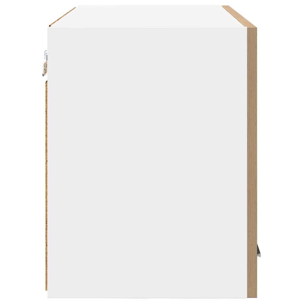 Dulap suspendat Riga Stejar Artisan si Alb 60 x 31 x 40 cm — imaginea 8