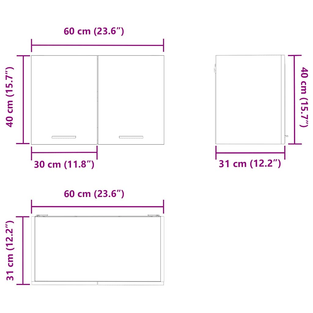 Dulap suspendat Riga Stejar Artisan si Alb 60 x 31 x 40 cm — imaginea 12