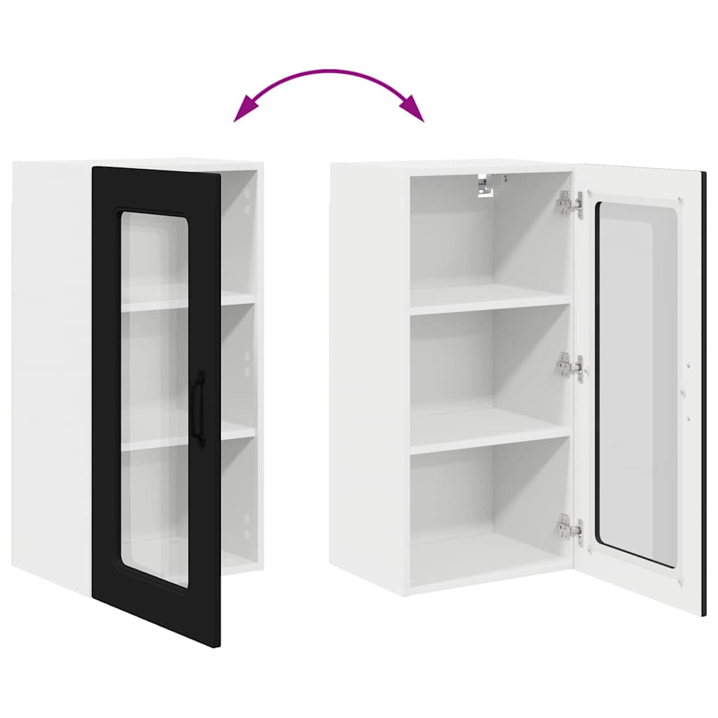 Dulap suspendat de bucatarie cu usa 2 pcs Negru 40 x 31 x 80 cm — imaginea 13