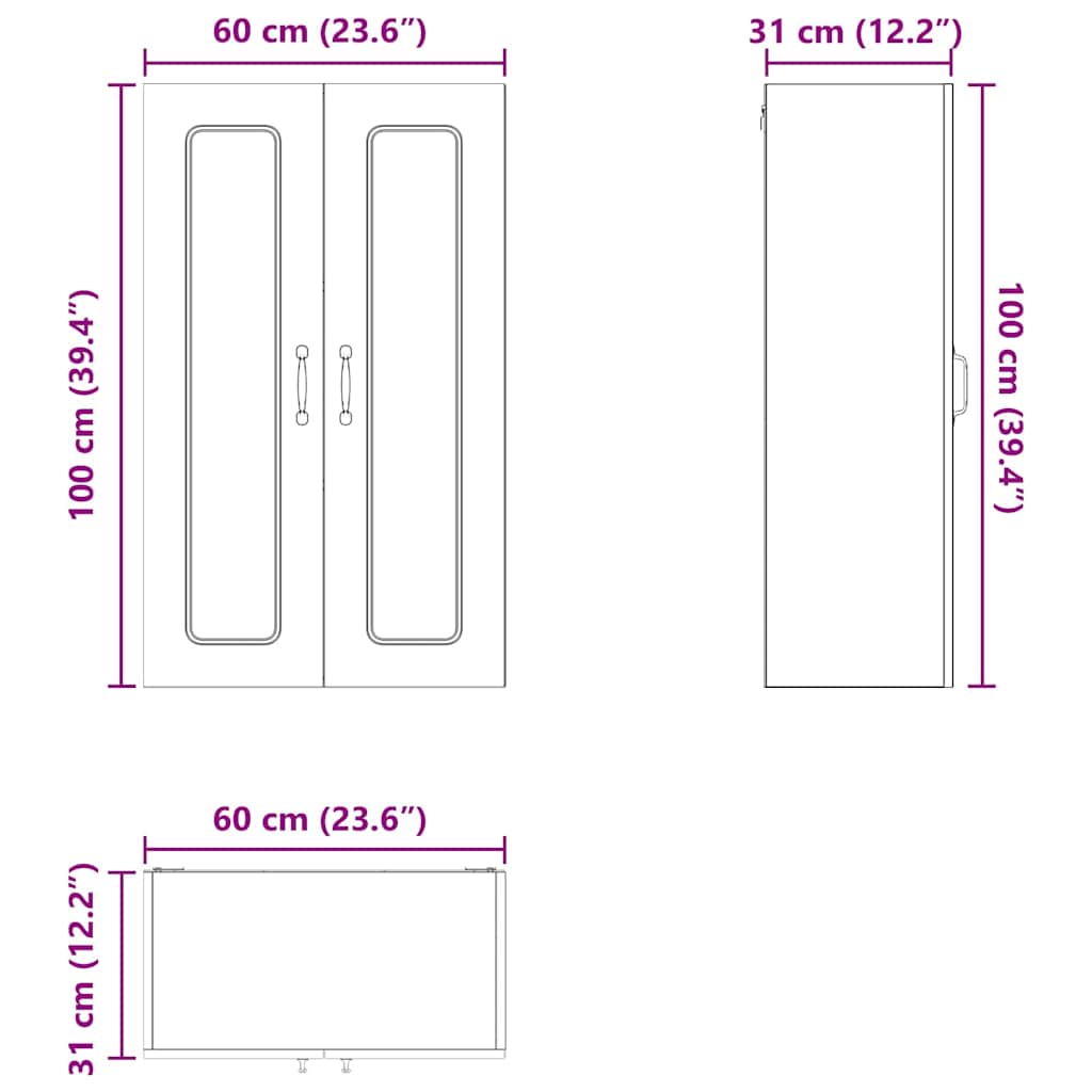 Dulap suspendat de bucatarie Stejar inchis 60 x 31 x 100 cm — imaginea 12