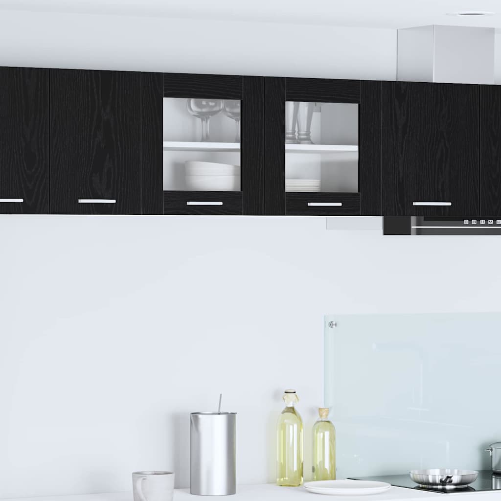 Dulap suspendat cu usa Riga Stejar negru si Alb 80 x 31 x 40 cm — imaginea 2