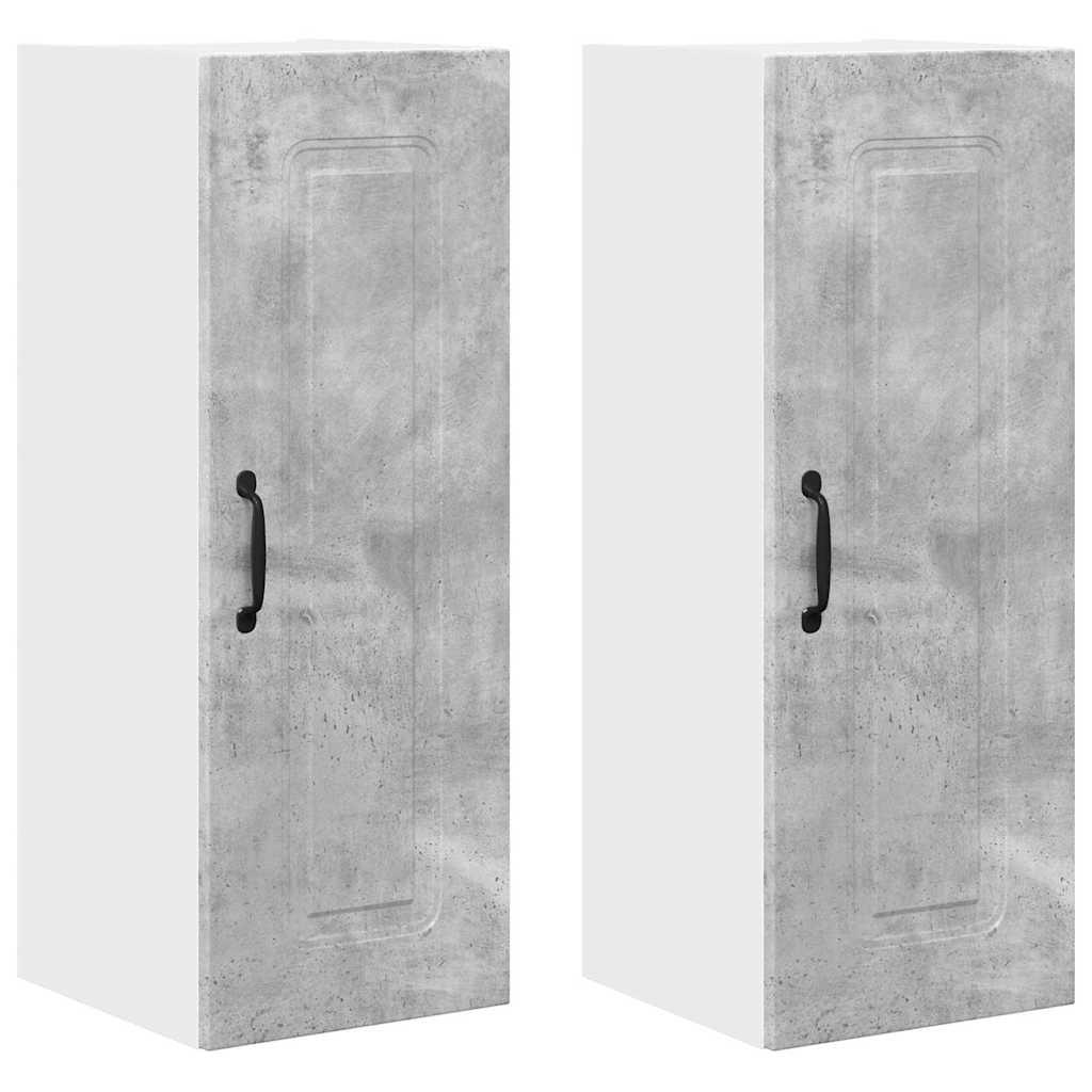 Dulap suspendat de bucatarie cu raft cu usa 2 pcs Gri din beton