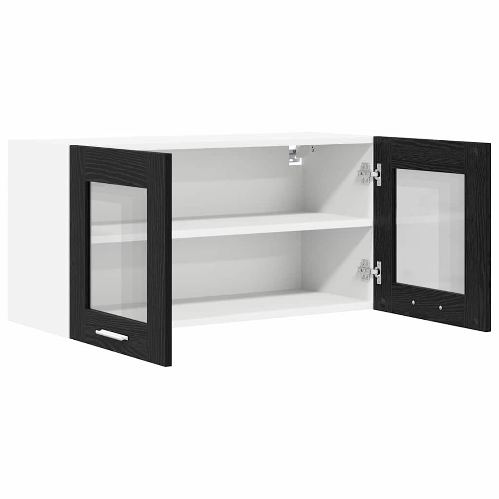 Dulap suspendat cu usa Riga Stejar negru si Alb 80 x 31 x 40 cm — imaginea 6