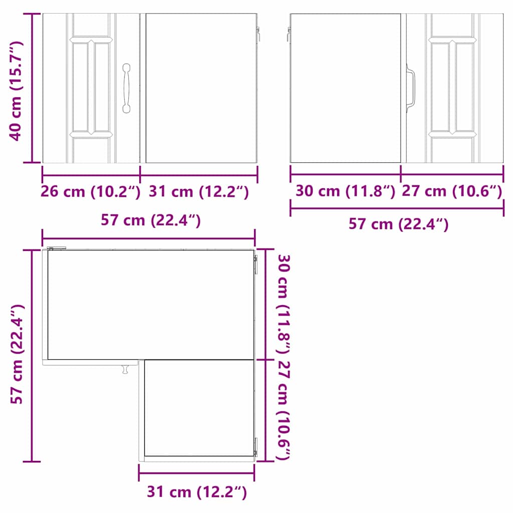 Dulap suspendat de bucatarie Stejar fumuriu 57 x 57 x 40 cm — imaginea 13