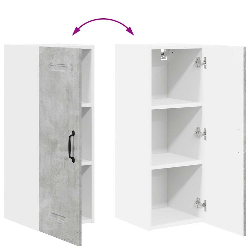 Dulap suspendat de bucatarie cu raft cu usa 2 pcs Gri din beton — imaginea 13