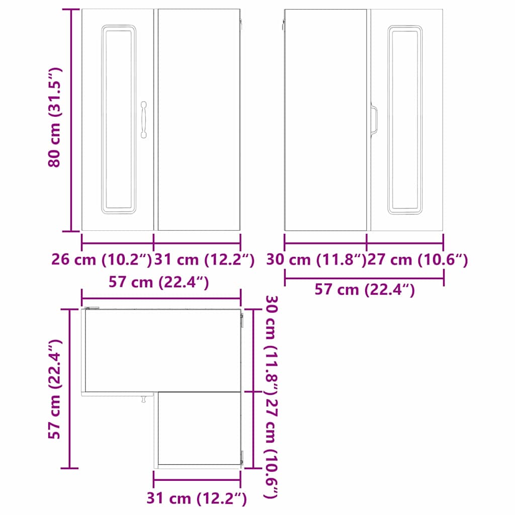Dulap suspendat de bucatarie cu raft Gri Sonoma 57 x 57 x 80 cm — imaginea 13