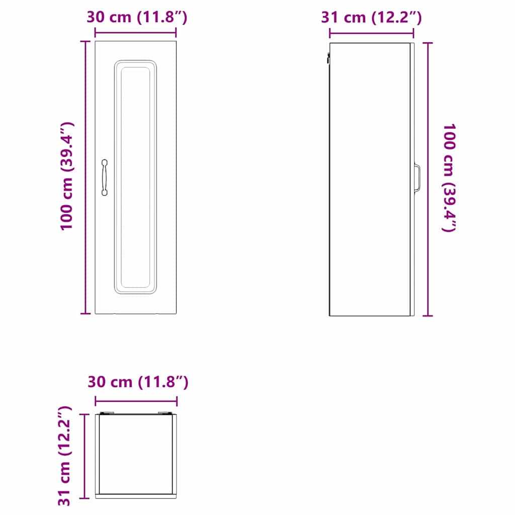 Dulap suspendat de bucatarie Stejar Artizanal 30 x 31 x 100 cm — imaginea 13