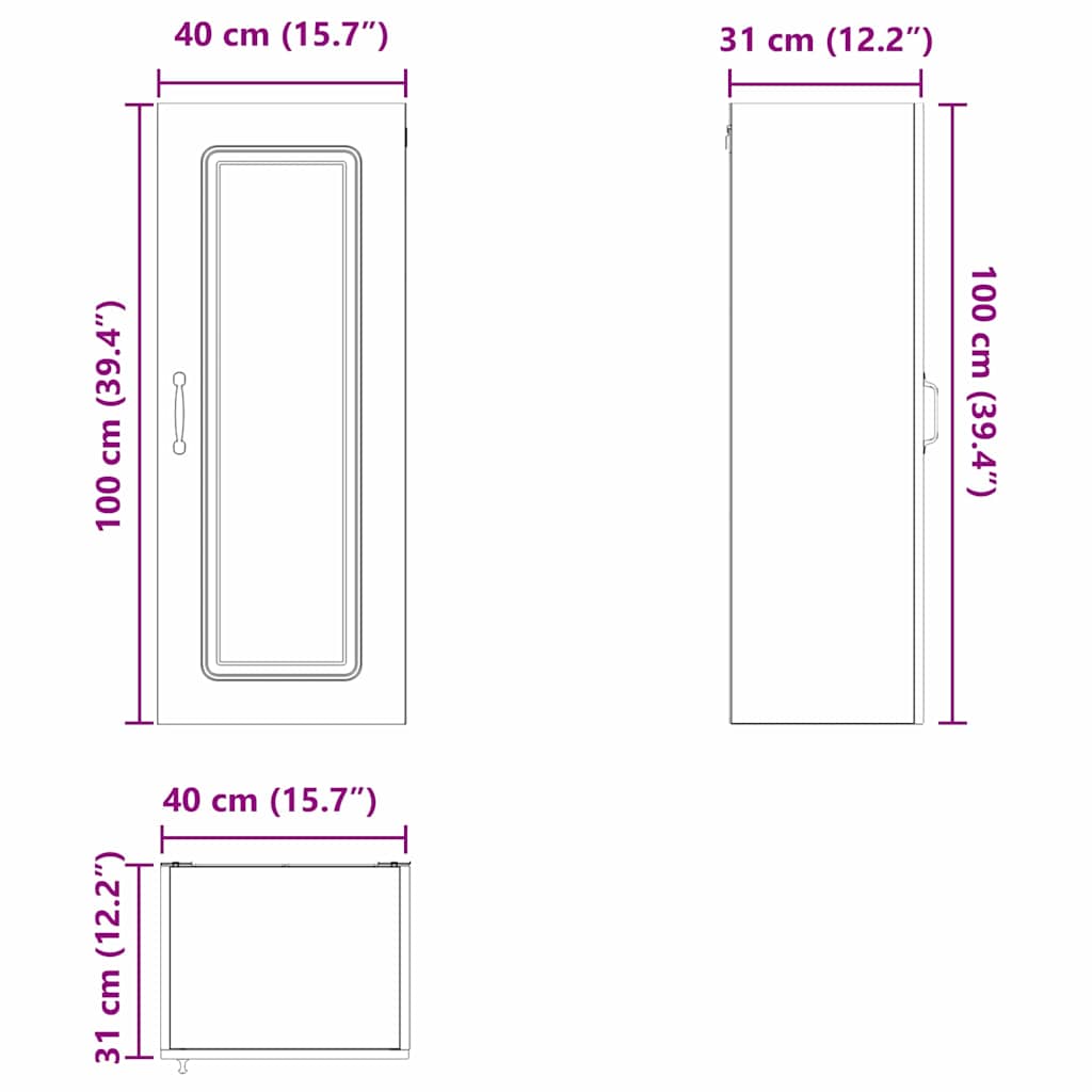 Dulap suspendat de bucatarie cu usa Alb lucios 40 x 31 x 100 cm — imaginea 13