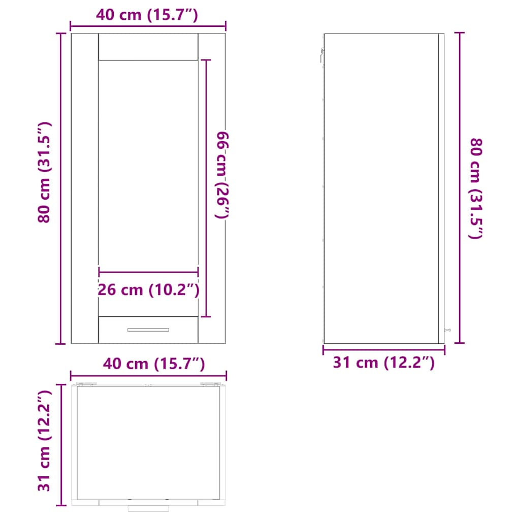 Dulap suspendat cu raft Riga Stejar fumuriu 40 x 31 x 80 cm — imaginea 13