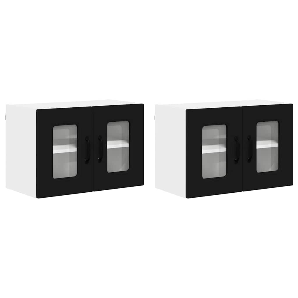 Dulap suspendat de bucatarie cu usa 2 pcs Negru 60 x 31 x 40 cm