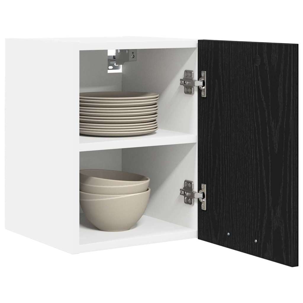 Dulap suspendat cu usa Riga Stejar negru si Alb 30 x 31 x 40 cm — imaginea 4