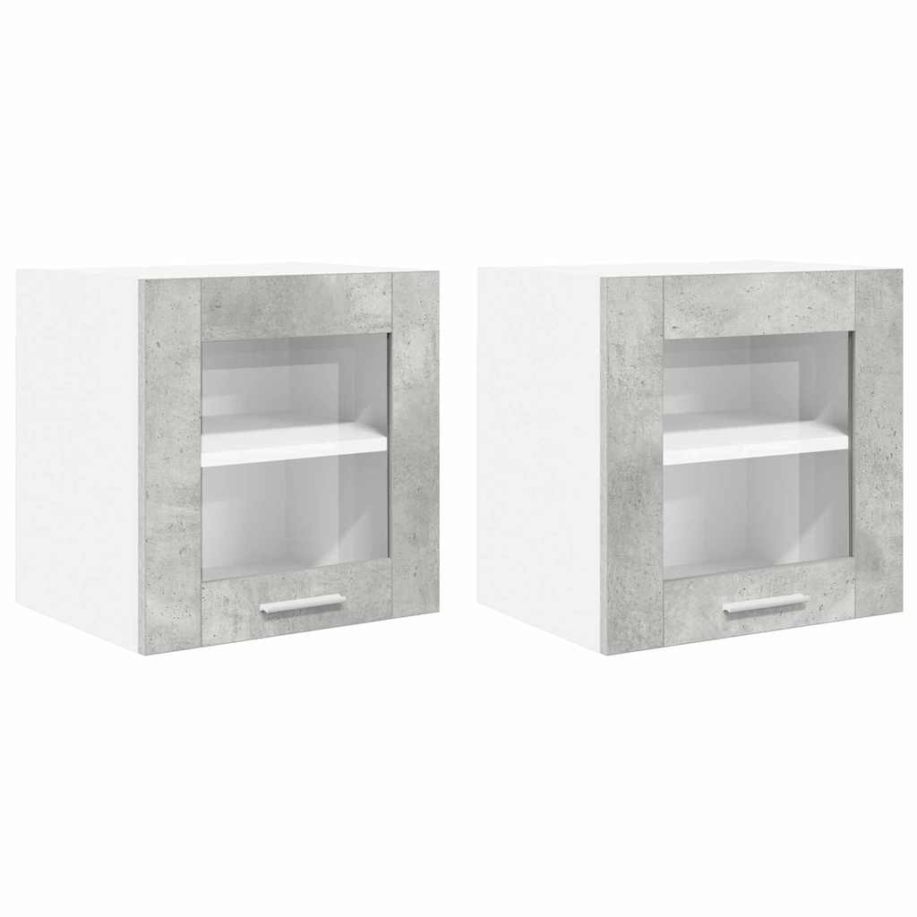 Dulap suspendat cu usa Riga 2 pcs Gri din beton 40 x 31 x 40 cm
