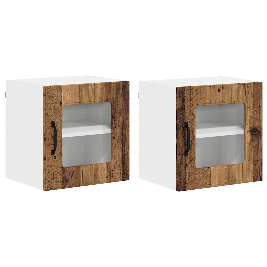 Dulap suspendat de bucatarie 2 pcs Lemn Vechi 40 x 31 x 40 cm