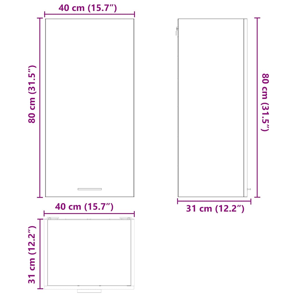 Dulap suspendat cu raft Riga Gri Sonoma si Alb 40 x 31 x 80 cm — imaginea 13
