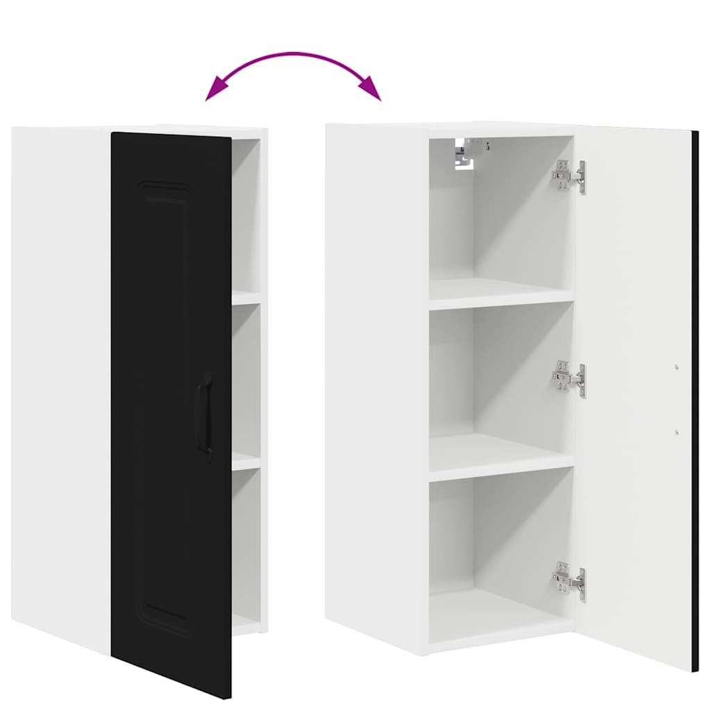 Dulap suspendat de bucatarie cu usa 2 pcs Negru 30 x 31 x 80 cm — imaginea 13