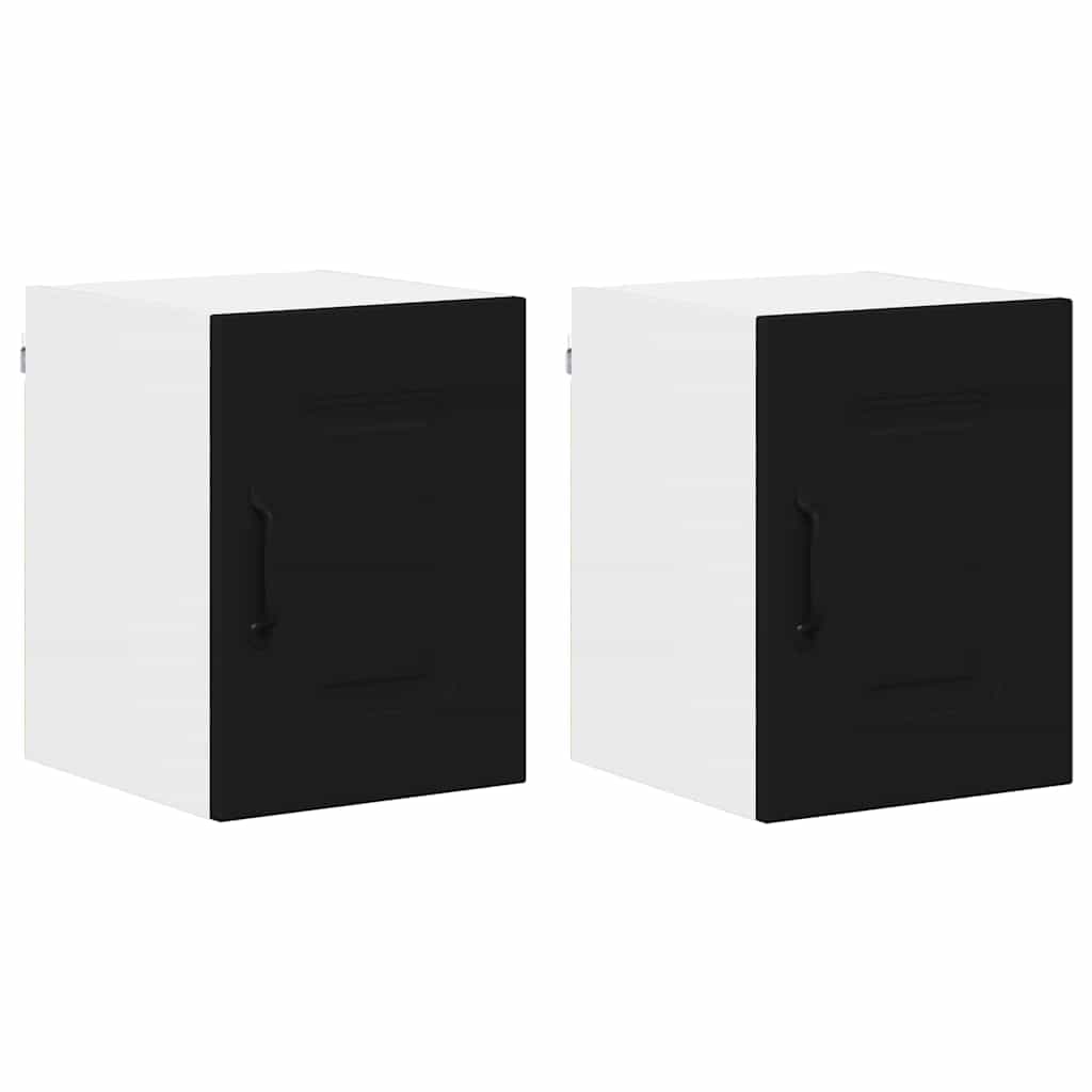 Dulap suspendat de bucatarie cu usa 2 pcs Negru 30 x 31 x 40 cm