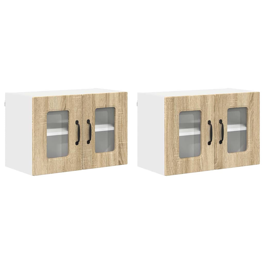 Dulap suspendat de bucatarie cu raft cu usa 2 pcs Stejar Sonoma