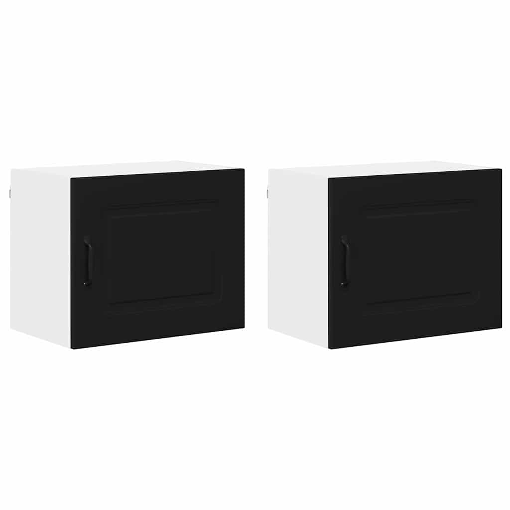 Dulap suspendat de bucatarie cu usa 2 pcs Negru 50 x 31 x 40 cm