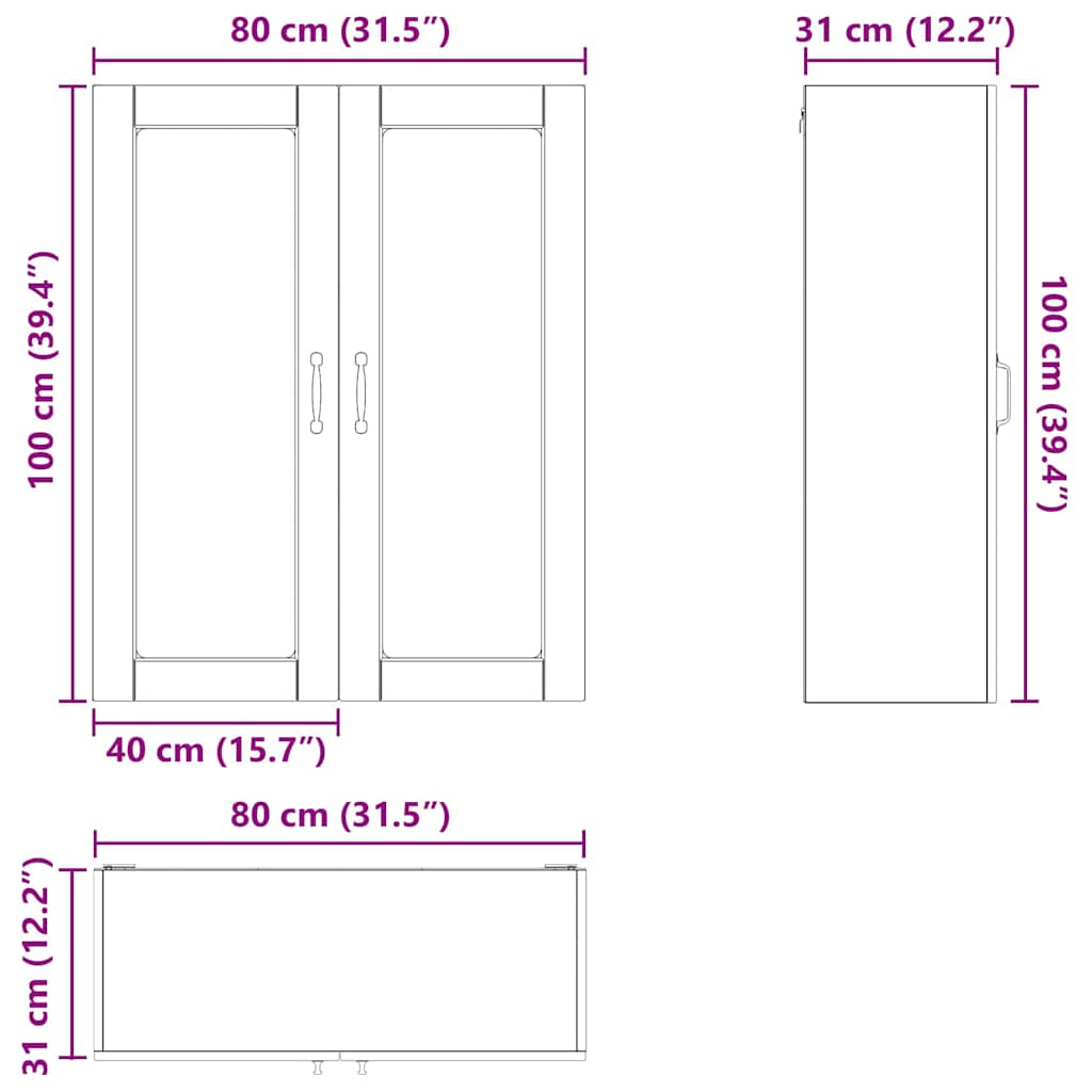 Dulap suspendat de bucatarie Stejar inchis 80 x 31 x 100 cm — imaginea 12
