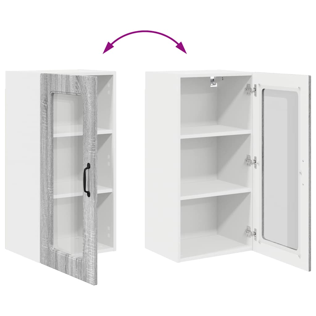 Dulap suspendat de bucatarie cu raft Gri Sonoma 40 x 31 x 80 cm — imaginea 12
